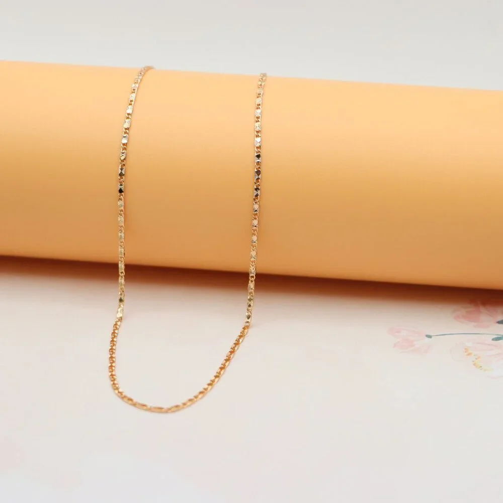 Dainty Diamond-Cut Rose Gold Necklace, Adjustable Chain, XPNL0191